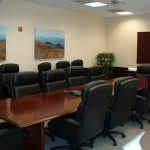 Completed project - canvas artwork, conference room furniture, & silk plants