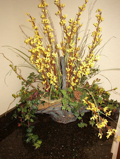 Silk floral arrangement for corporate conference room
